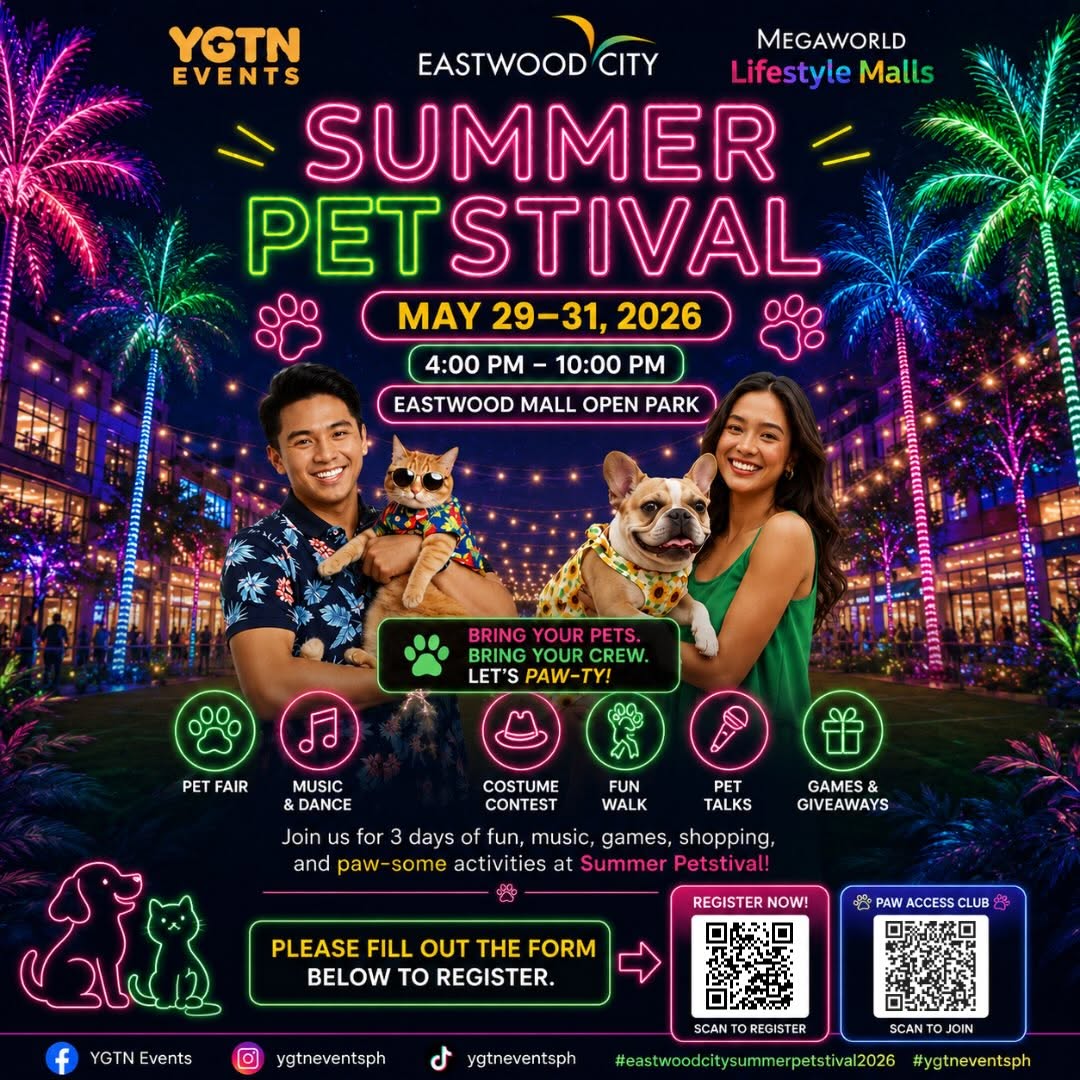 YGTN Events Summer Petstival poster at Eastwood City Open Park